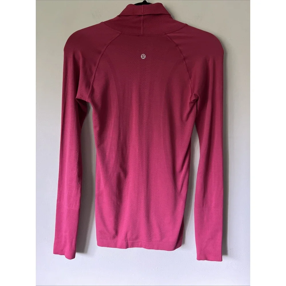 Lululemon Swiftly Speed Turtleneck Top Run Berry Pink Sz 4 Slim Fit Long Sleeve